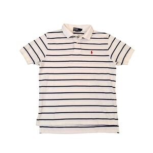 Polo Ralph Lauren Men's White Navy‎ Stripe Short Sleeve Shirt Large